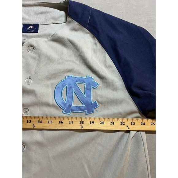 VTG 90'S PRO PLAYER NORTH CAROLINA‎ TAR HEELS GRAY BLUE BASEBALL BUTTON JERSEY L - Picture 9 of 13